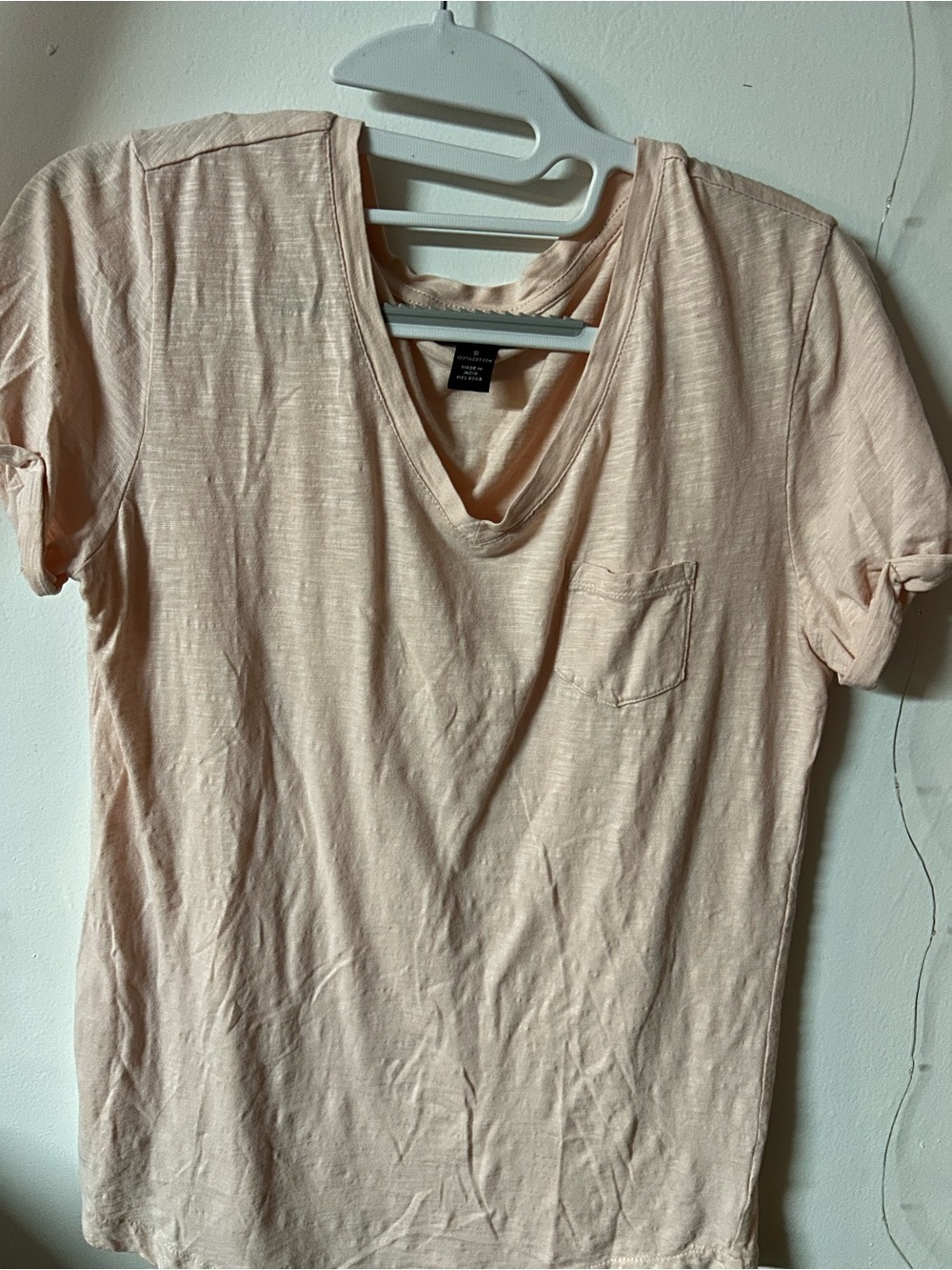 Style & Co. Women's Short Sleeve V-Neck Tee in Pale Peach